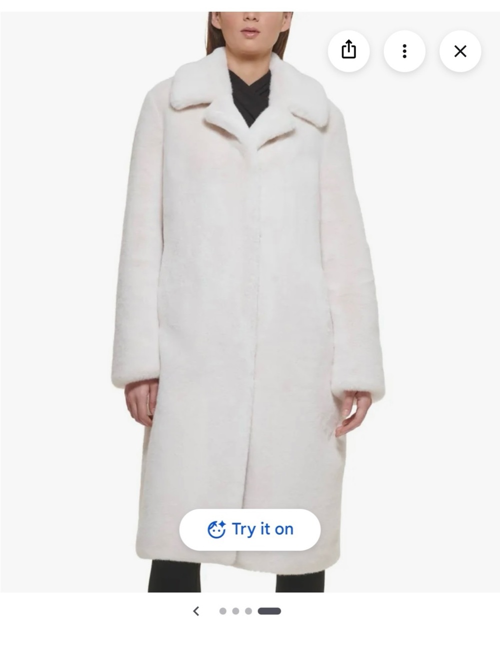 Donna Karan Ivory Faux Fur Teddy Coat